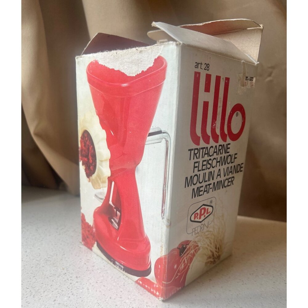 Pedrini Lillo Manual Meat Grinder Pasta Maker Red Plastic Italy Removable Handle - Picture 13 of 15